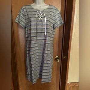 Tommy Hilfiger Striped Gray Casual Dress Size PS